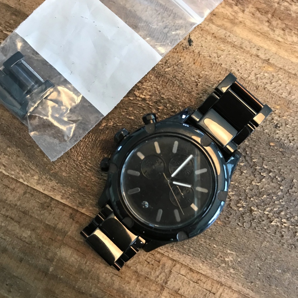 NIXON Black Metal Unisex Chronograph Watch